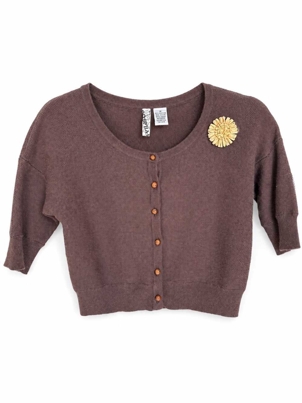 Barneys New York CO-OP Cashmere Cotton Cropped Cardigan Sweater M